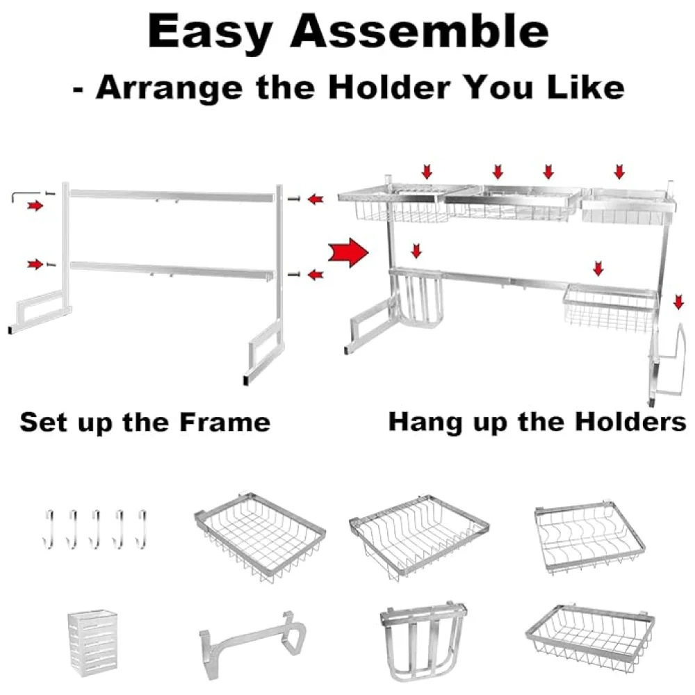 Kitchen Dish Storage Rack Stainless Steel