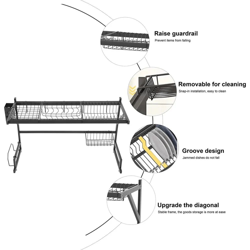 Kitchen Dish Storage Rack Stainless Steel