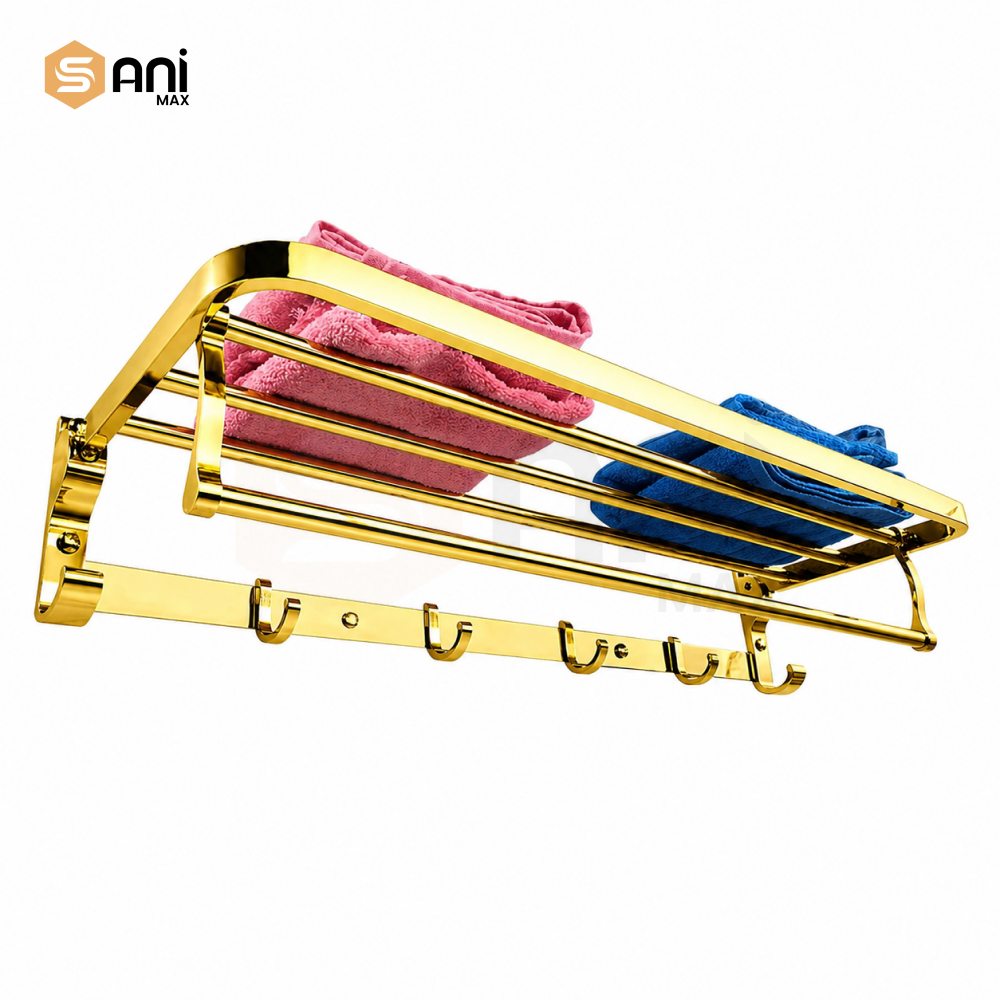 Stainless Steel Towel Rack With Hook | 3 Finishes