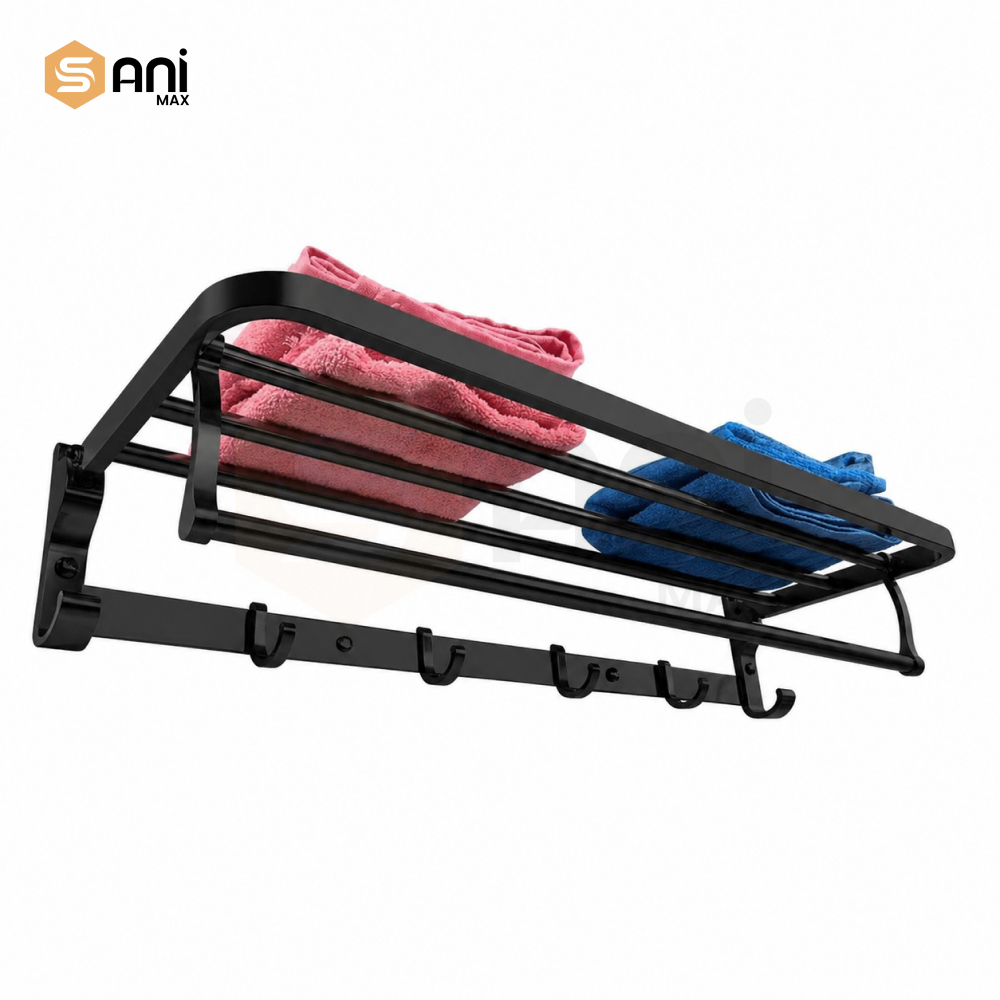 Stainless Steel Towel Rack With Hook | 3 Finishes