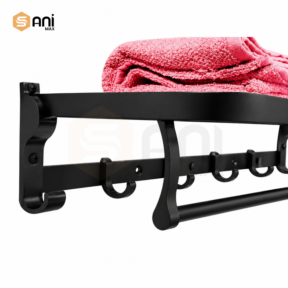 Stainless Steel Towel Rack With Hook | 3 Finishes