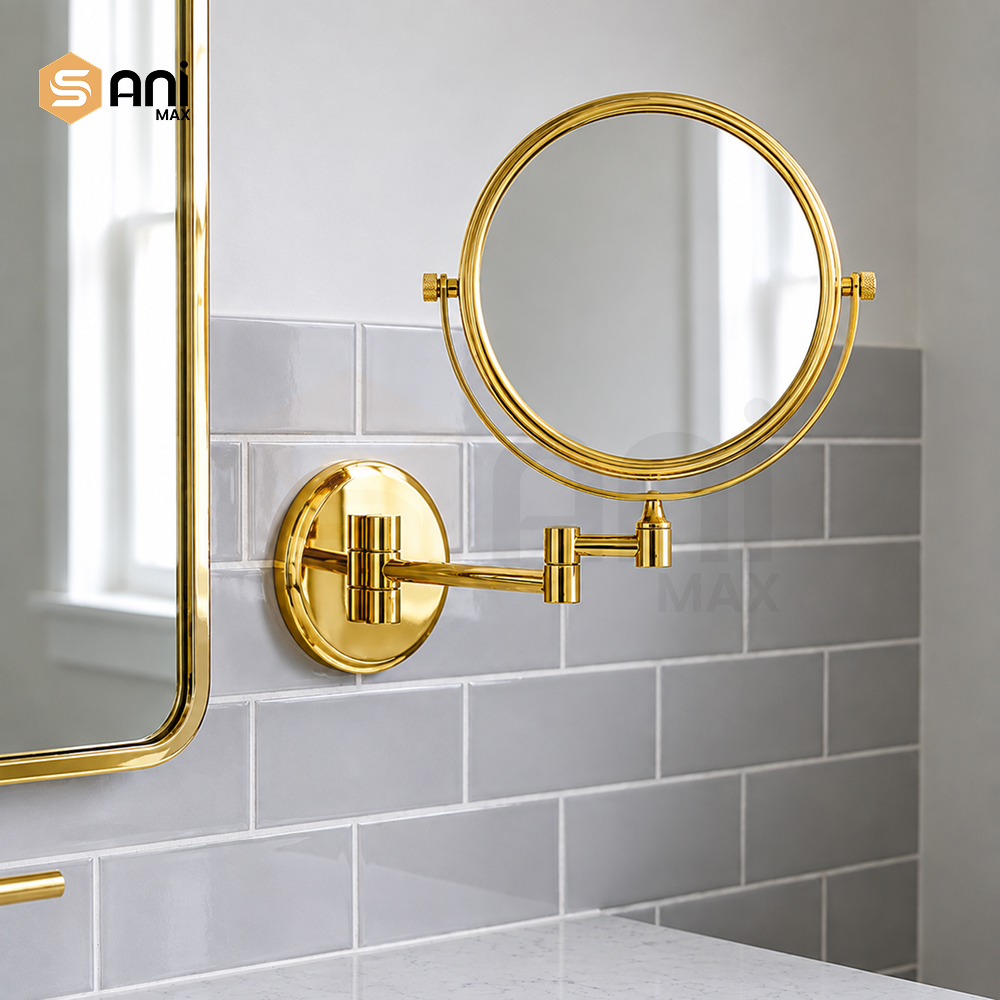 Wall-Mounted Magnifying Mirror | 5x Magnification | 360° Rotation