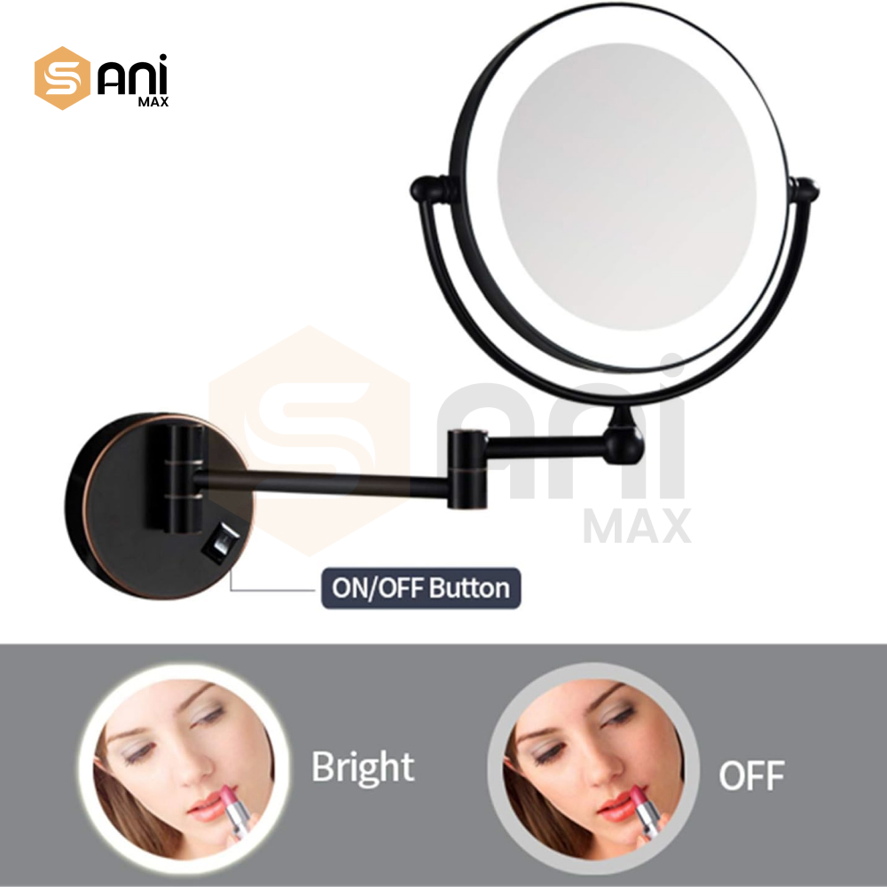 LED Magnifying Mirror | Dual Sided 360° Rotation | Wall Mounted | Four Premium Finishes