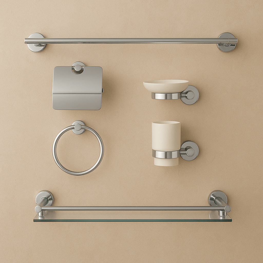 Wesda 6-Piece Luxury Bathroom Accessories Set | Matte Black & Chrome Finish | Stainless Steel 304