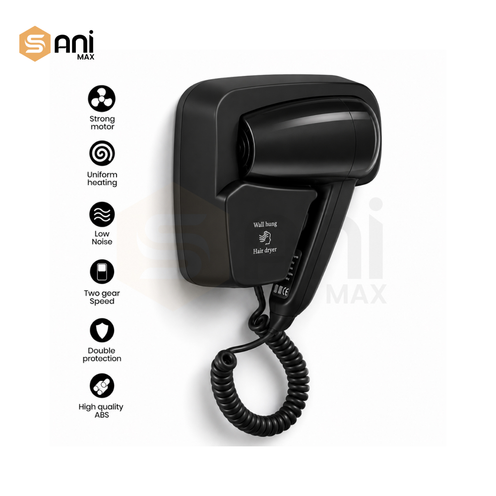 Wall-Mounted Hair Dryer | ABS Material | Compact & Stylish for Hotels & Homes