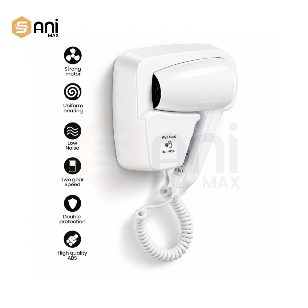 Wall-Mounted Hair Dryer | ABS Material | Compact & Stylish for Hotels & Homes