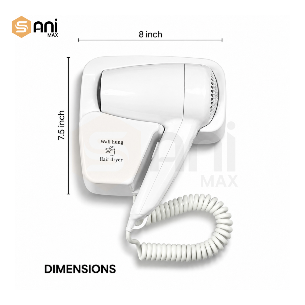 Wall-Mounted Hair Dryer | ABS Material | Compact & Stylish for Hotels & Homes