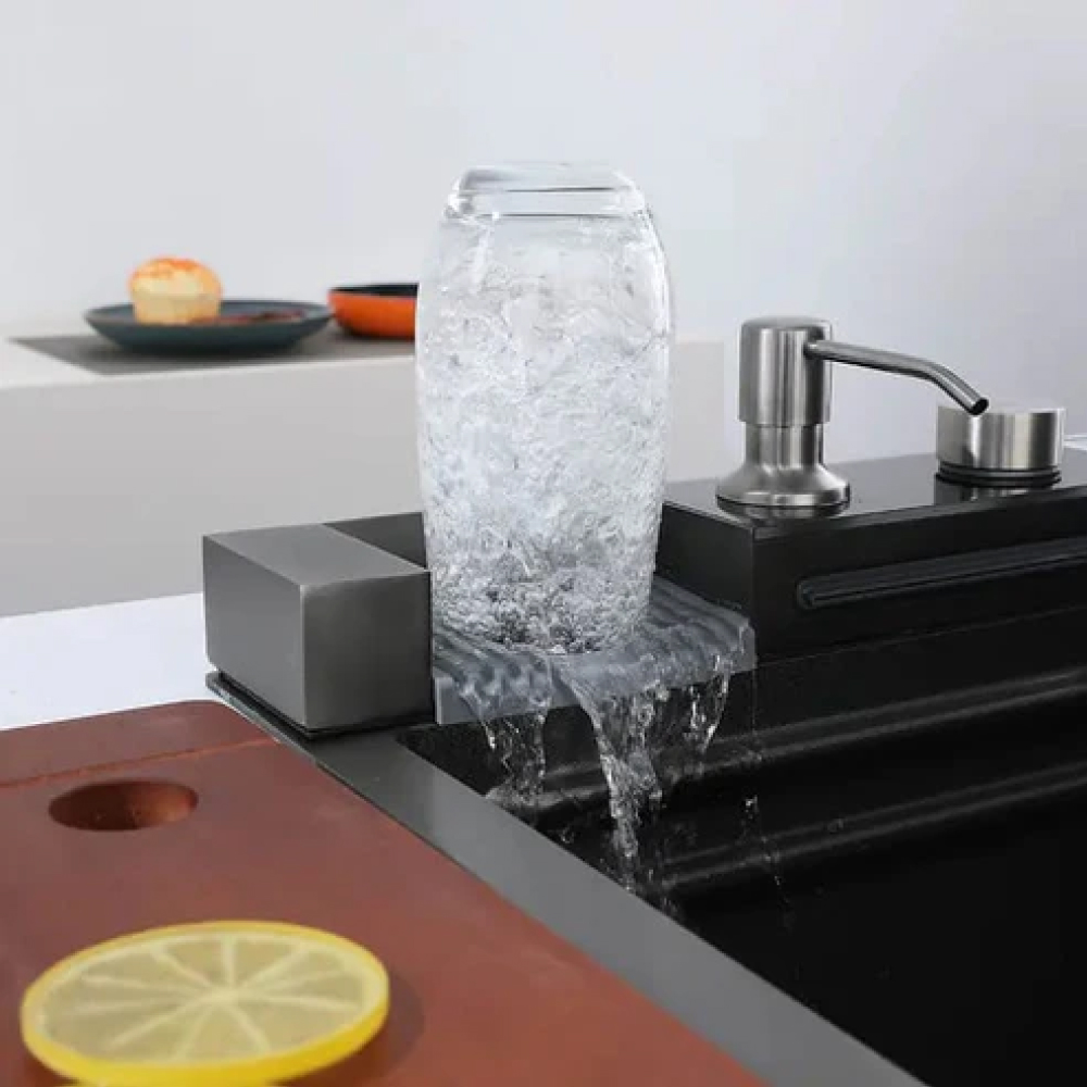 30x18 Inch Piano Kitchen Sink | Stainless Steel Scratch-Proof Honeycomb Design with LED Panel | Multifunction Sink