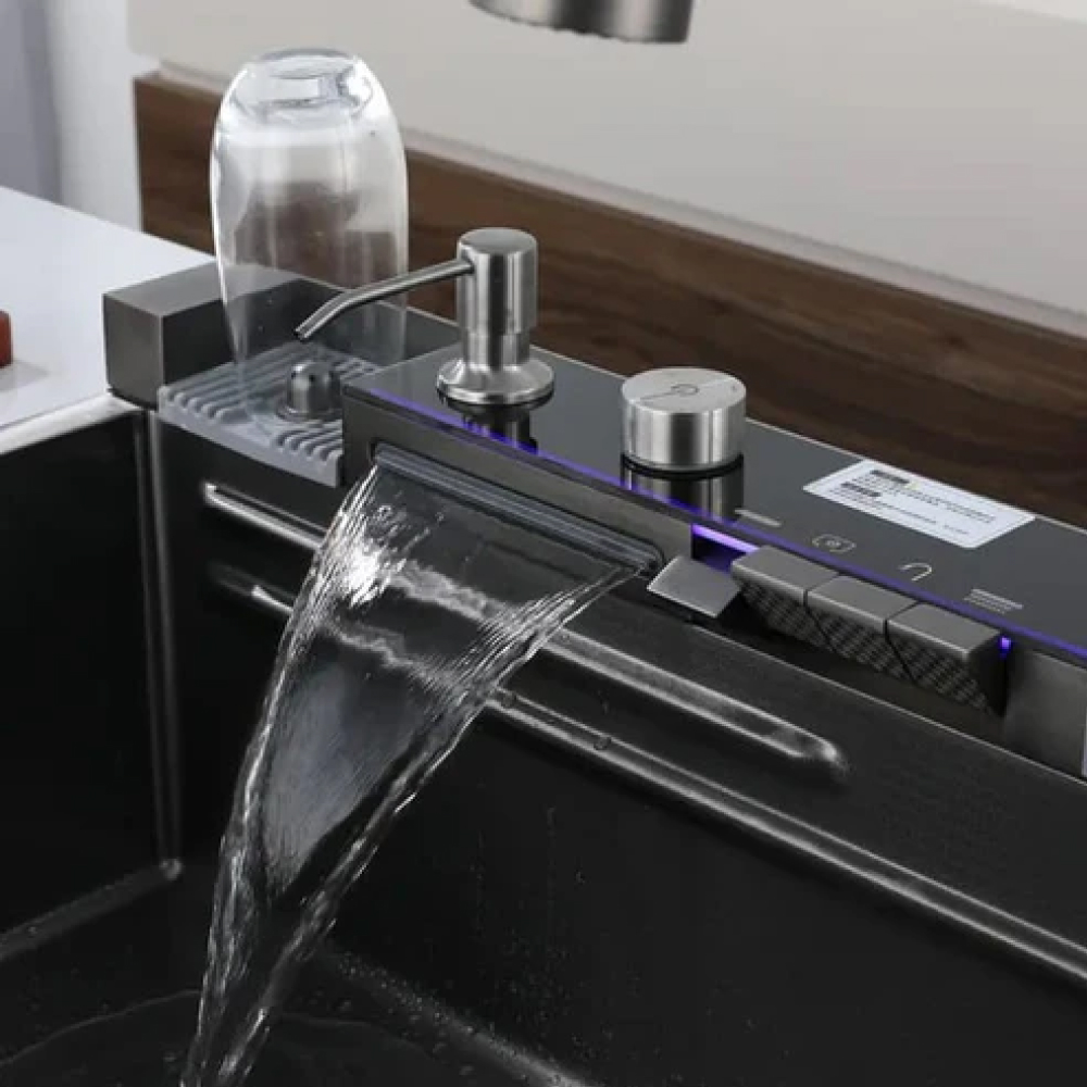 30x18 Inch Piano Kitchen Sink | Stainless Steel Scratch-Proof Honeycomb Design with LED Panel | Multifunction Sink
