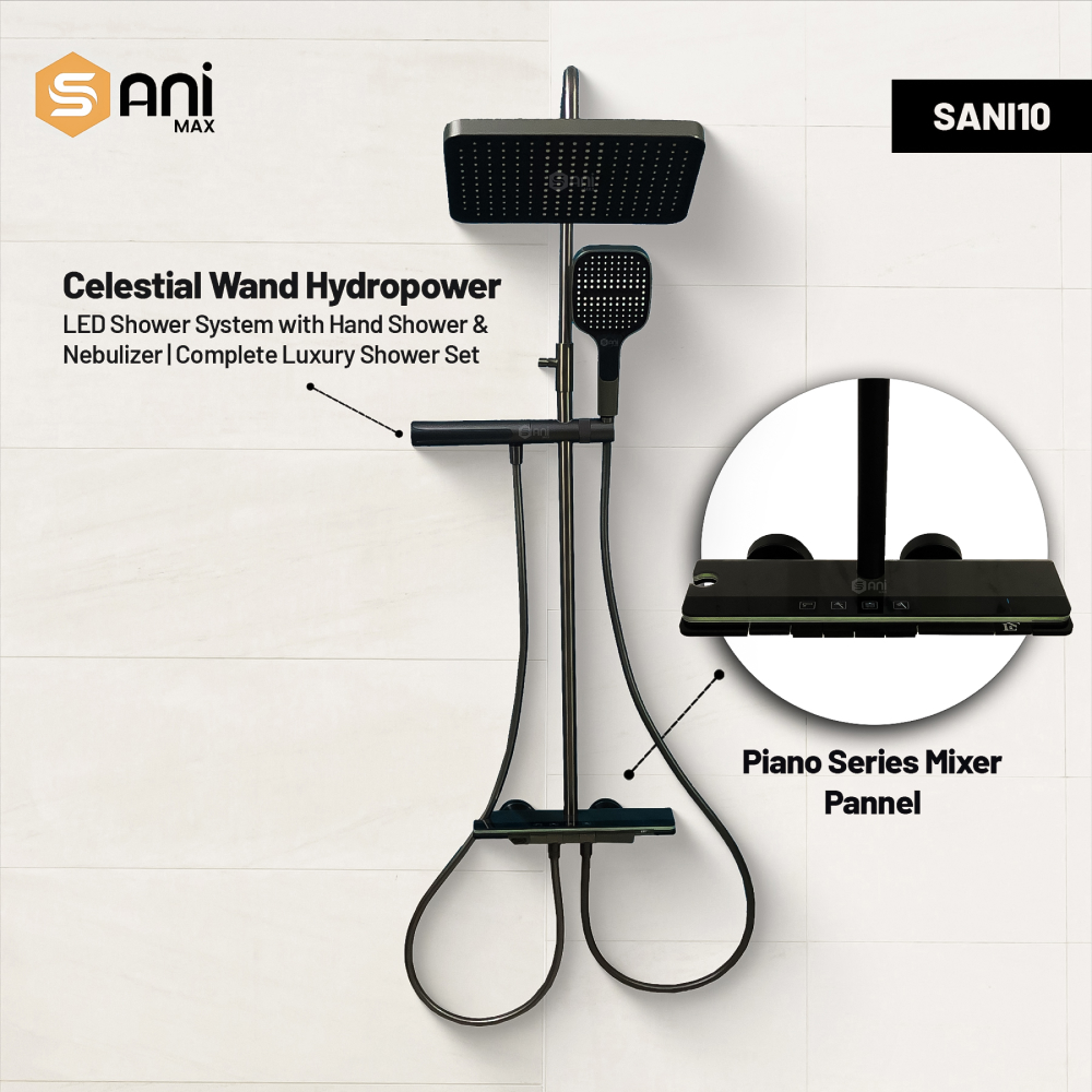 Celestial Wand - Hydropower LED Shower System | Rainfall, Hand Shower & Spa Wand | Complete Luxury Shower Set