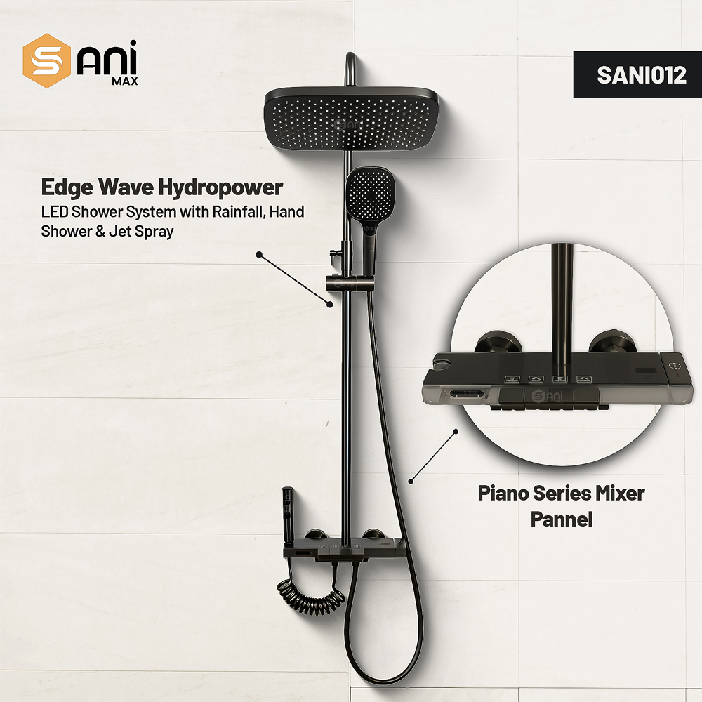 Edge Wave – Hydropower LED Rainfall & Hand Shower System | Complete Luxury Shower Set