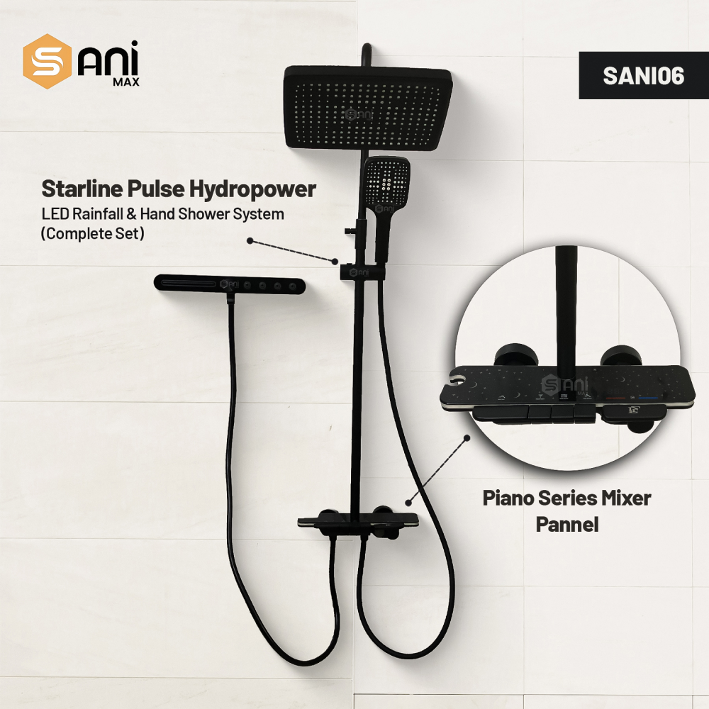 Starline Pulse – Hydropower LED Shower System with Hand Shower & Nebulizer | Complete Luxury Shower Set
