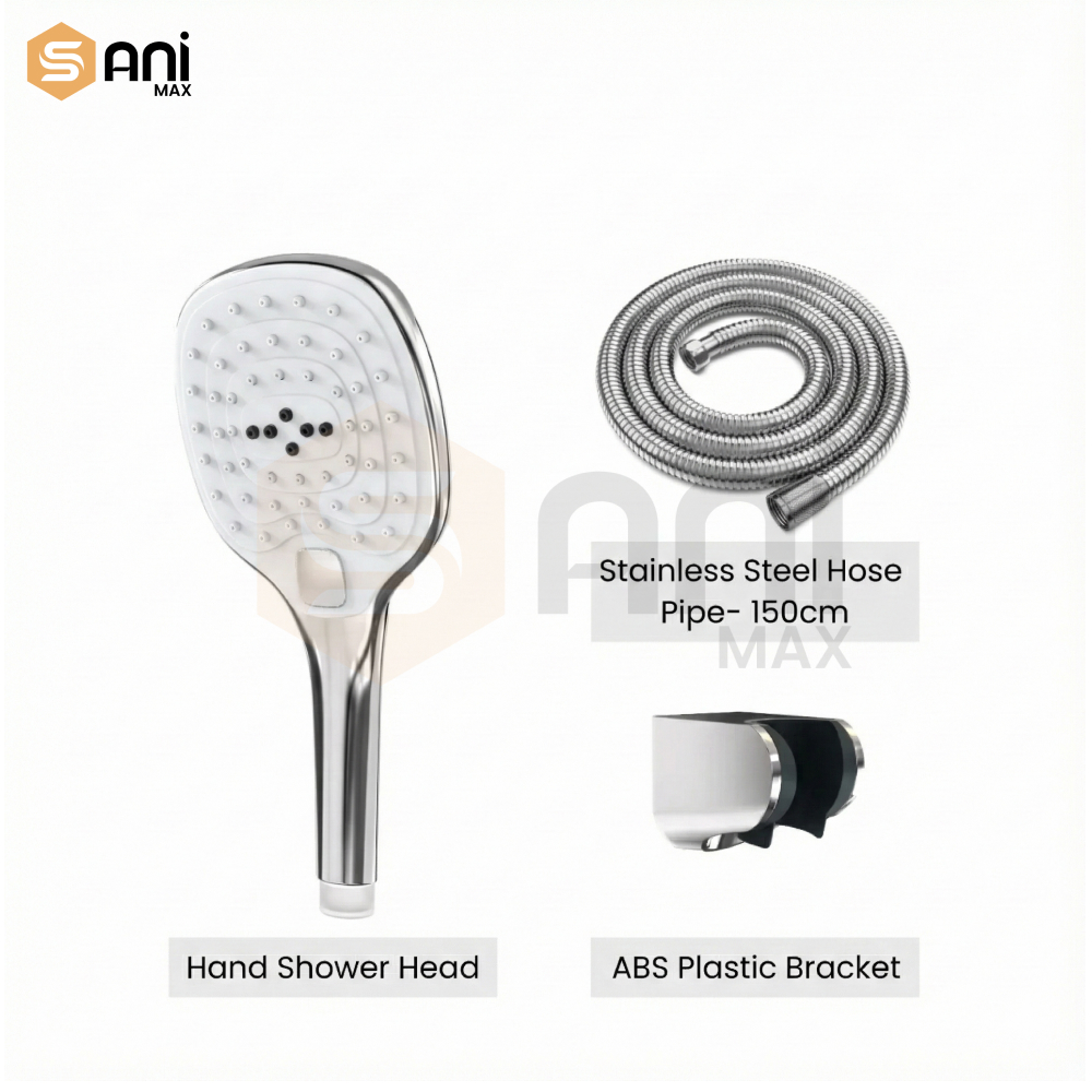 3-Function Push-Button ABS Plastic Hand Shower Set