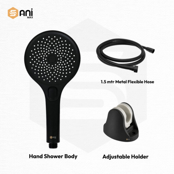 Heavy Duty ABS Push Button Hand Shower Set | Matt Black Finish