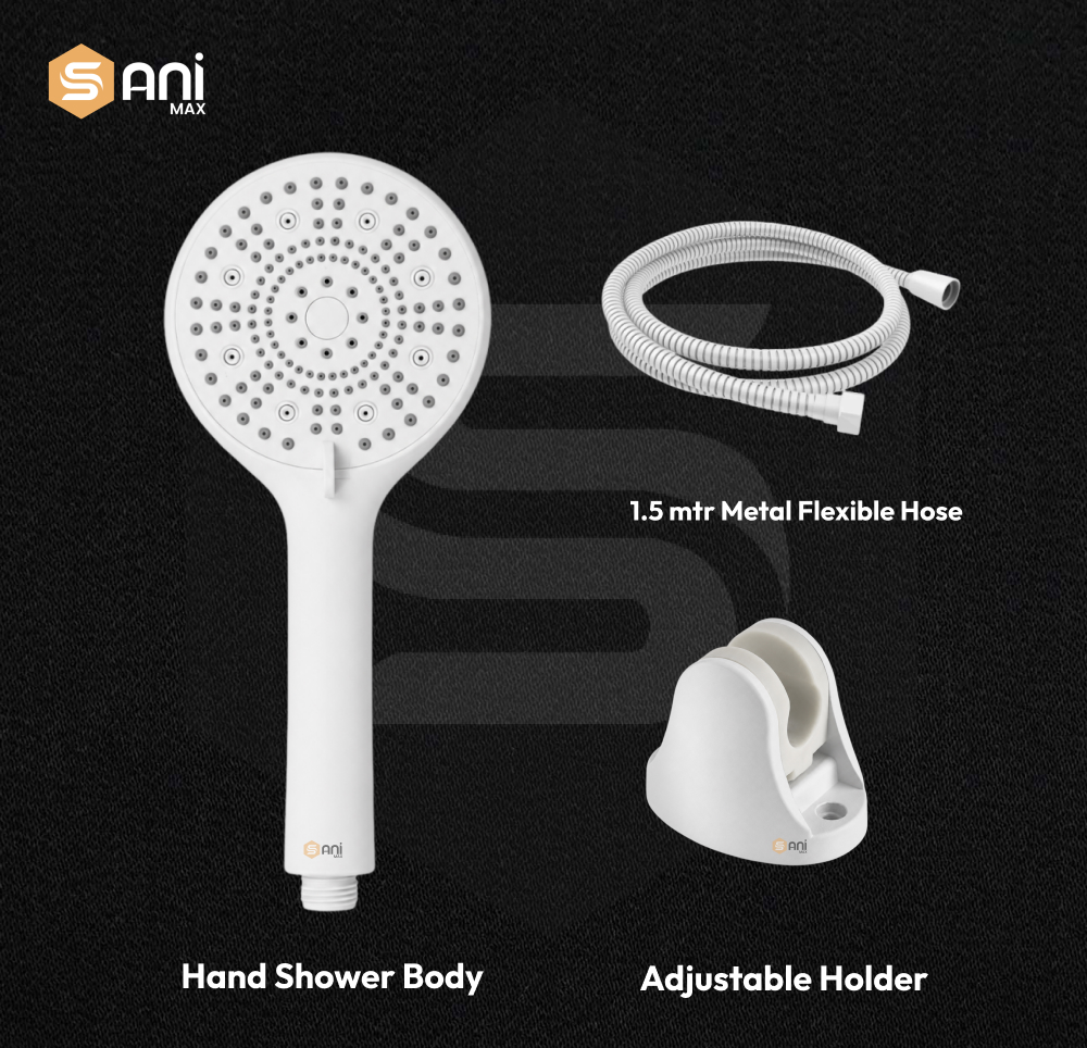 Modern Hand Shower Set | Matt White | ABS Material