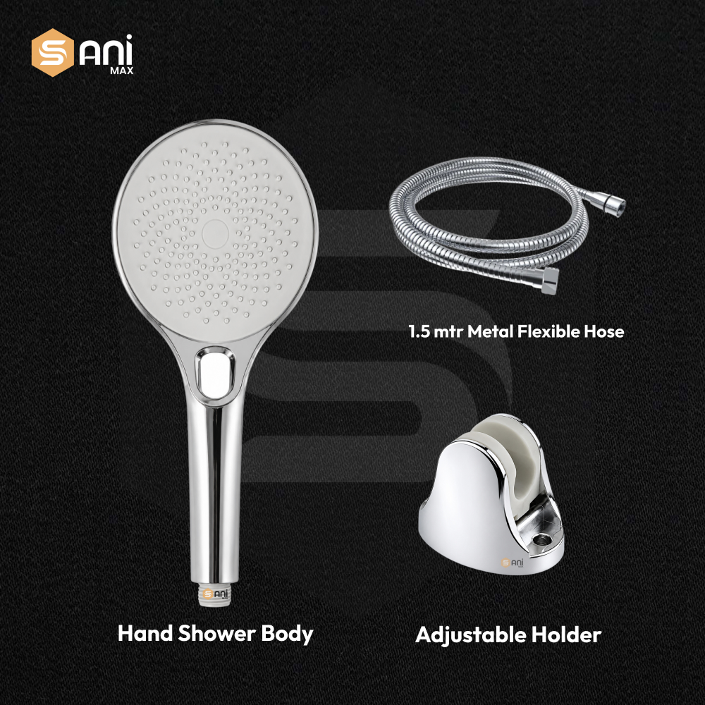 Heavy Duty ABS Push Button Hand Shower Set | Chrome Finish