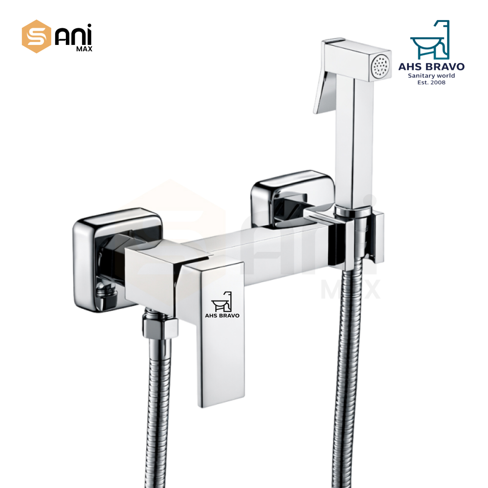 Square Body Muslim Shower Mixer | Hot & Cold Lever Operation