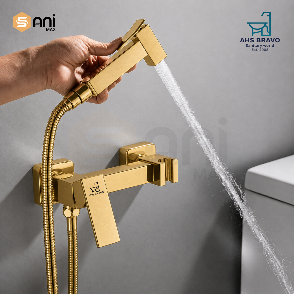 Square Body Muslim Shower Mixer | Hot & Cold Lever Operation