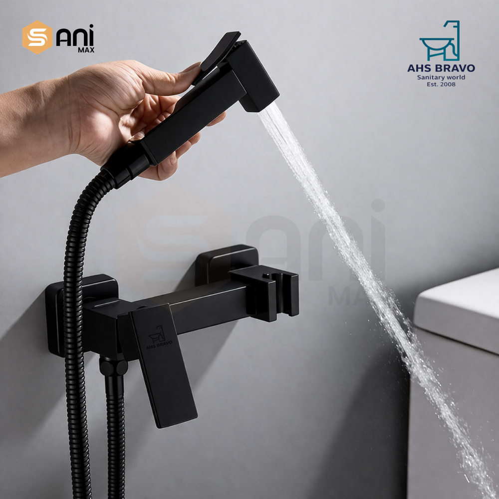 Square Body Muslim Shower Mixer | Hot & Cold Lever Operation
