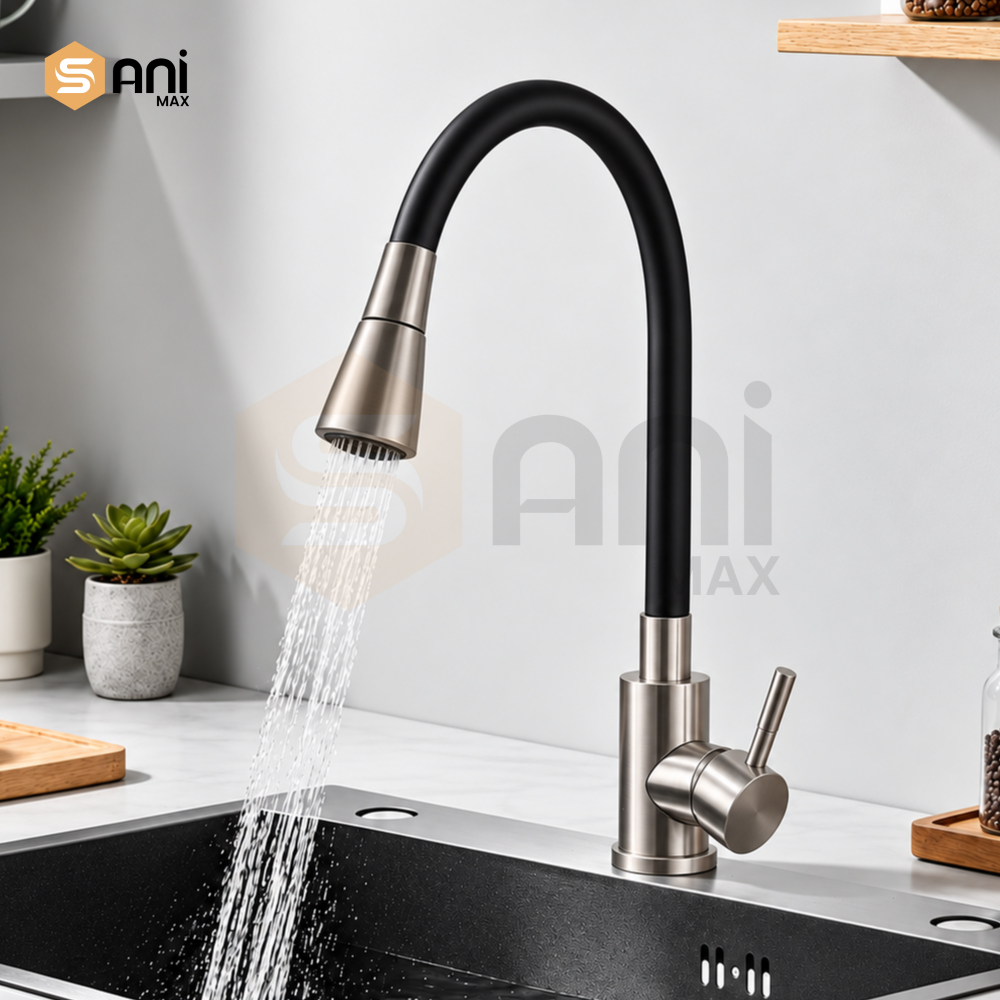 Flexible Neck Kitchen Sink Mixer | Dual Spray Modes | Deck Mounted
