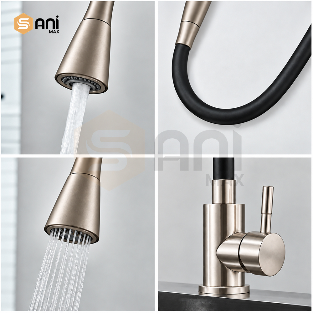 Flexible Neck Kitchen Sink Mixer | Dual Spray Modes | Deck Mounted