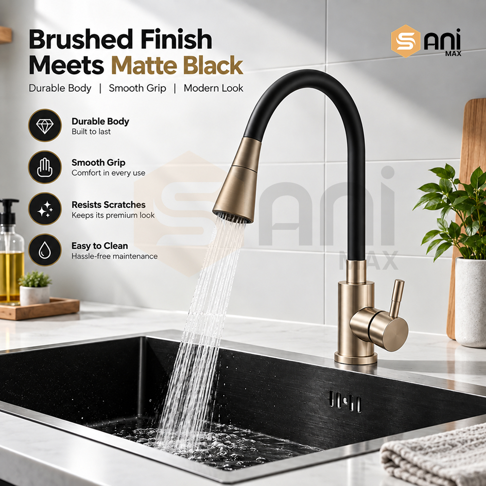 Flexible Neck Kitchen Sink Mixer | Dual Spray Modes | Deck Mounted
